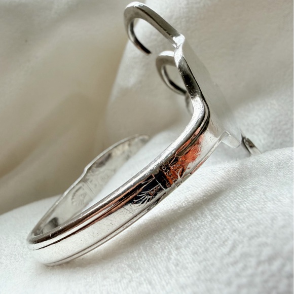 Sterling Silver Plate Sculptural Fork-Form First Love Coachella Cuff Bracelet - Picture 3 of 16